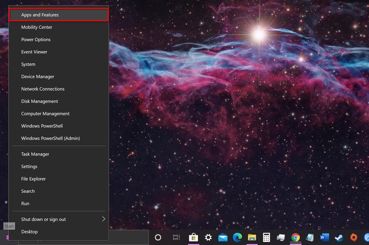 Windows 10 Open Apps and Features