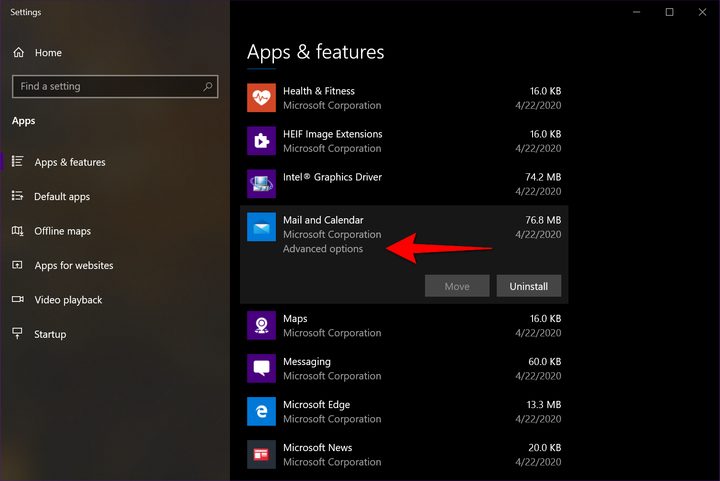 Windows 10 Reset Mail app