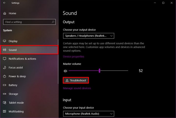 Windows 10 Troubleshoot Sound