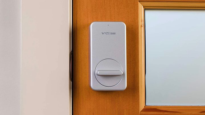Wyze lock installed on door.