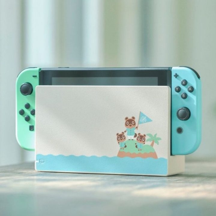The Nintendo Switch Animal Crossing: New Horizons Edition in its dock.