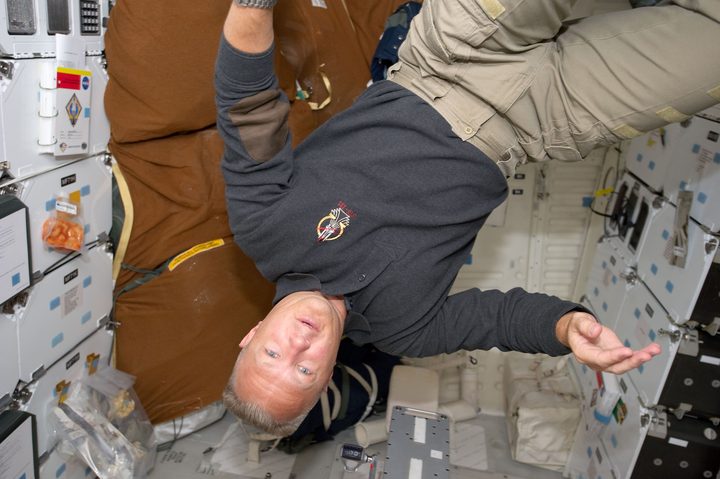 Doug Hurley on the middeck of the space shuttle Atlantis in 2011.