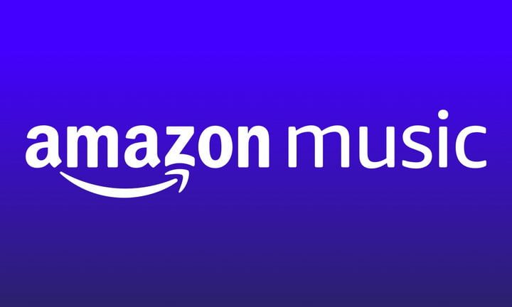 Amazon Music logo on a blue background.