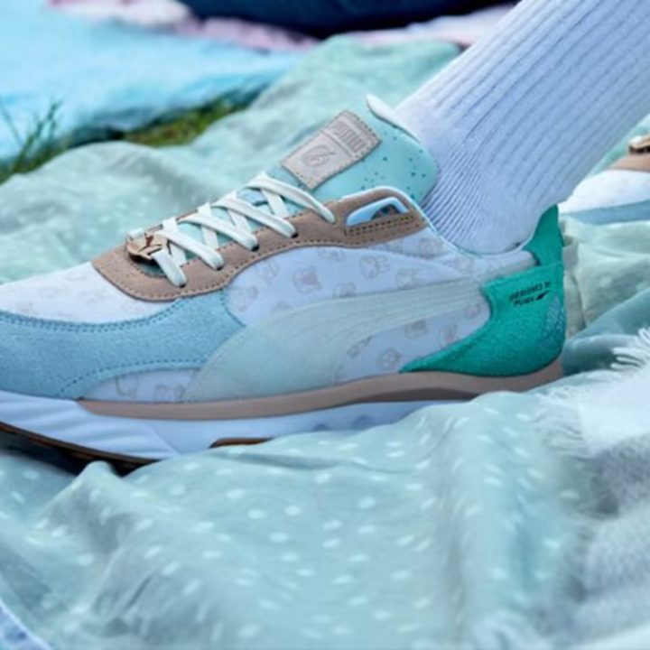 Person wearing Animal Crossing Puma shoes.