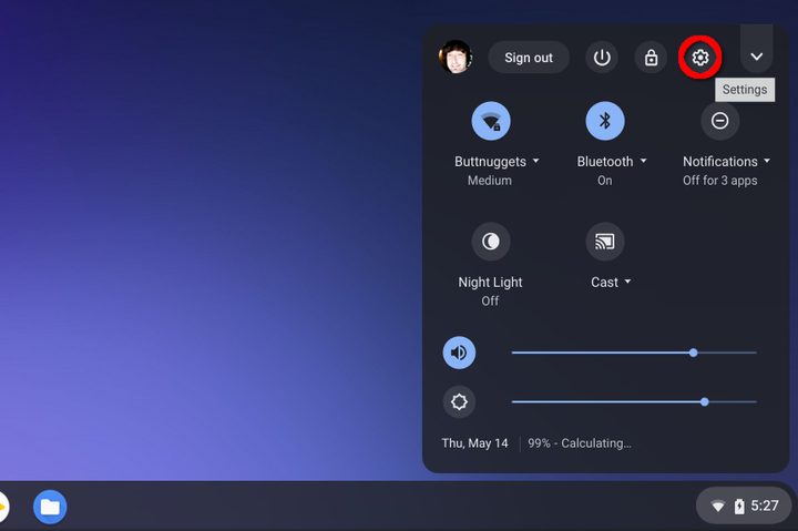 Chrome OS Open Settings
