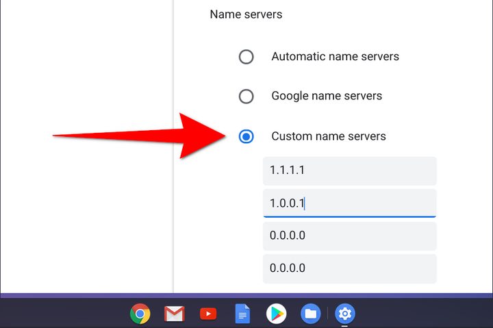 Chromebook Use Custom nameservers