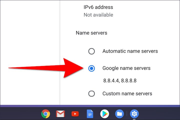 Chromebook Use Google nameservers