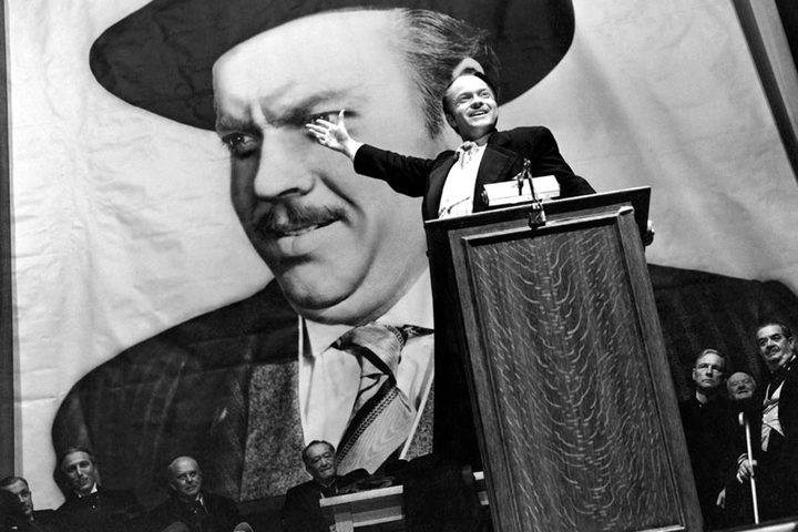 Charles Foster Kane giving a speech in Citizen Kane