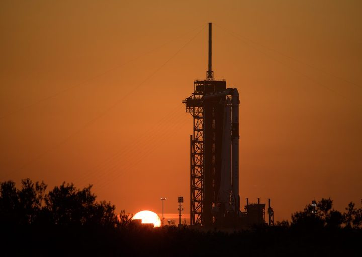 SpaceX Falcon 9 rocket with the company’s Crew Dragon spacecraft onboard