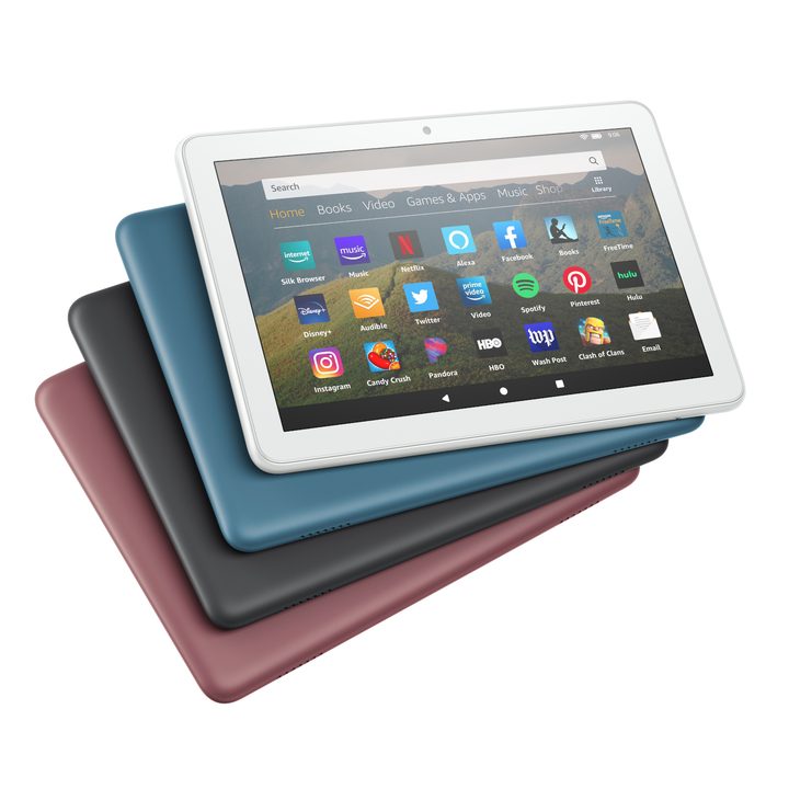 Amazon Fire HD 8 tablet colors stacked.