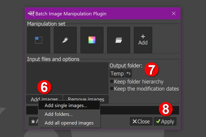 GIMP Output Batch Image Edits