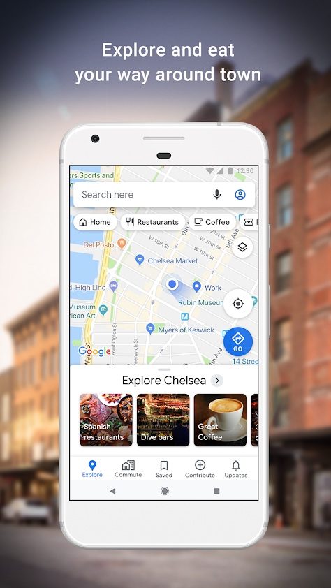 Google Maps' explore screen.