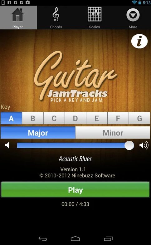 Guitar Jam Tracks guitar app.
