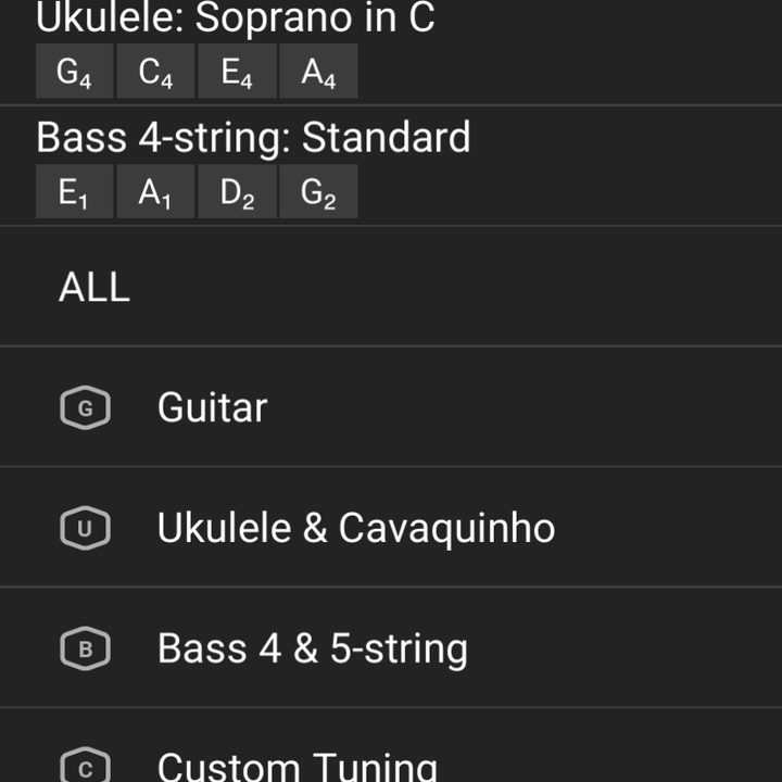 GuitarTuna select instrument