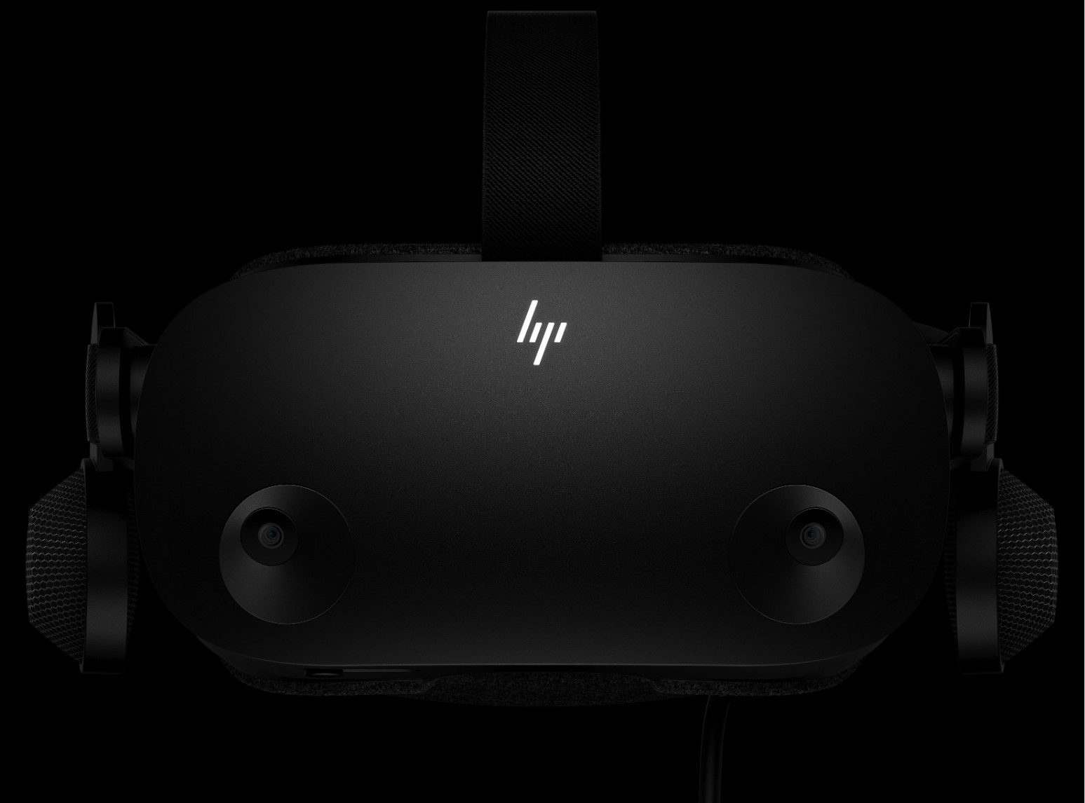 The front view of the HP Reverb G2 virtual reality headset.