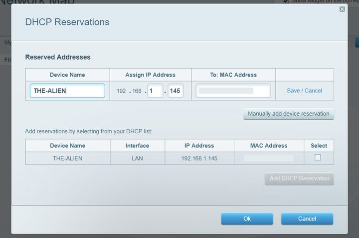 Manually Edit DHCP Reservation