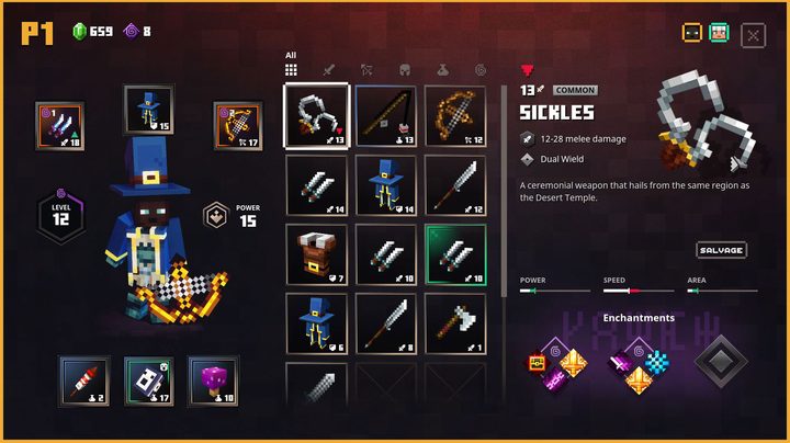 Minecraft Dungeons Sickles drops