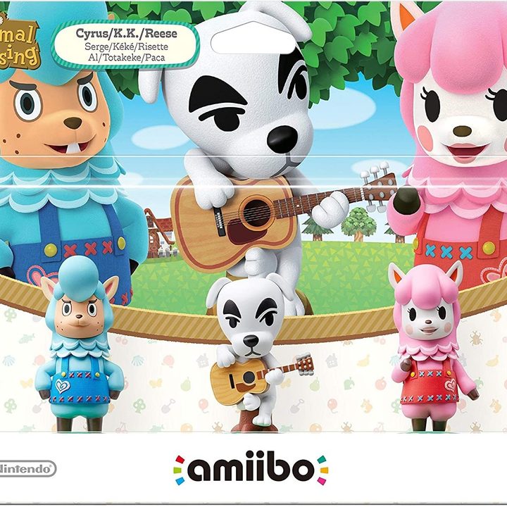 Amiibo pack featuring KK Slider, Cyrus, and Reese.