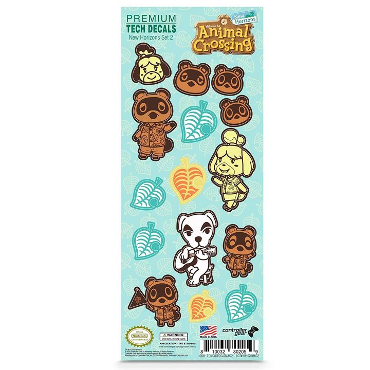 Tech decals featuring Tom Nook, Isabelle, and KK Slider.