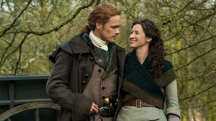Sam Heughan and Caitriona Balfe in Outlander.