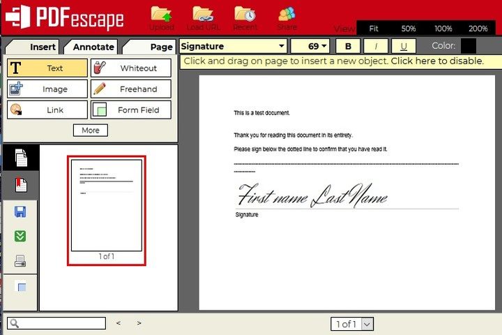 PDFescape screenshot
