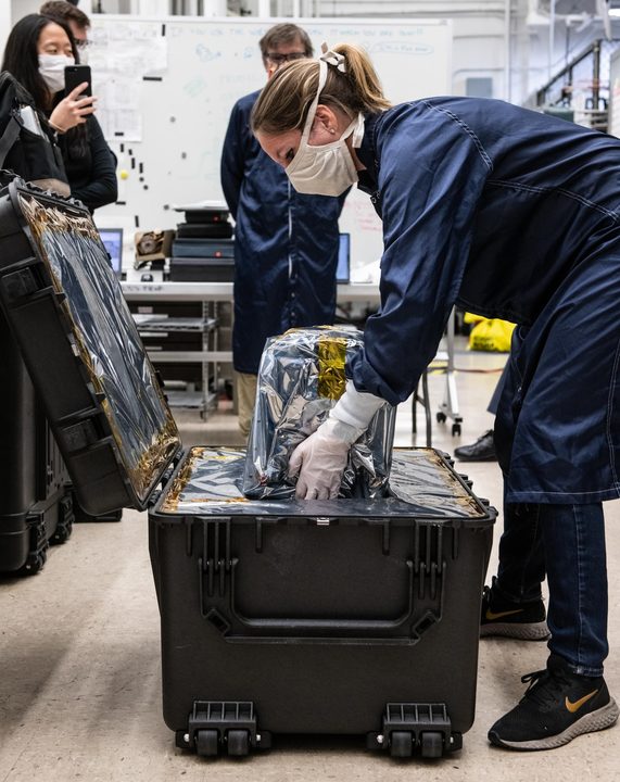 Engineers at NASA's Jet Propulsion Laboratory in Southern California prepare to ship a prototype ventilator