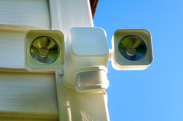 Ring Smart Lighting Solar Floodlight and blue sky