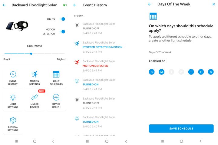 Ring Smart Lighting Solar Floodlight on the Ring app