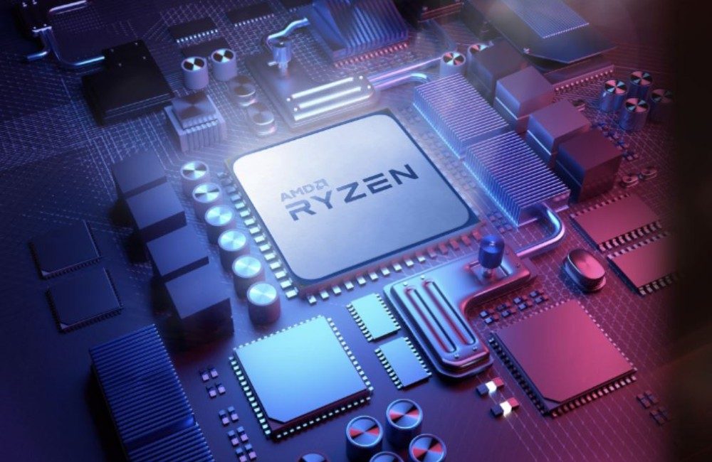 AMD Ryzen processor in a motherboard.