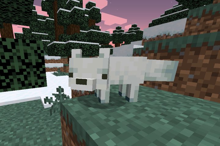 A snow fox in Minecraft