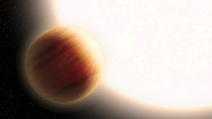 An artist's illustration of the super-hot exoplanet WASP-79b