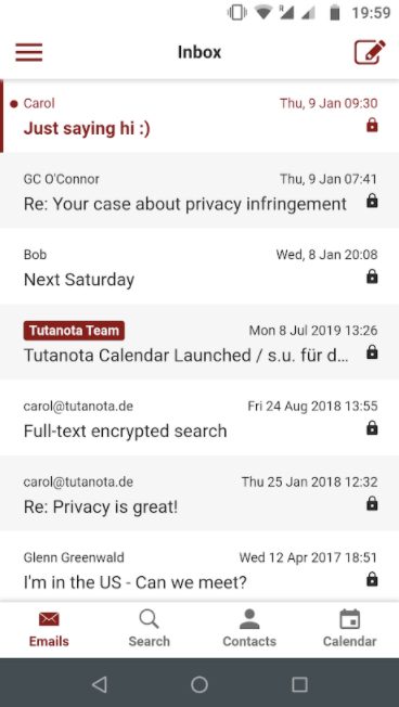 Tutanota email app for Android
