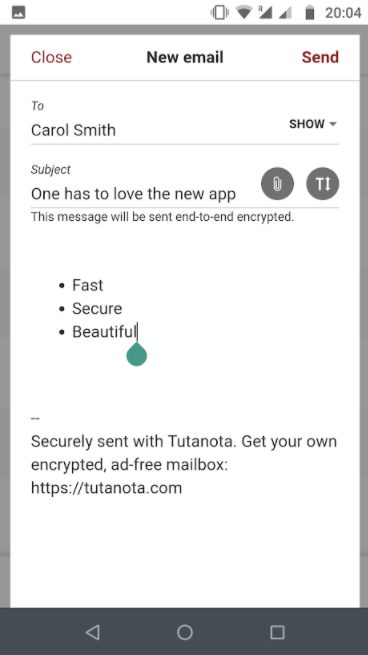 Tutanota message