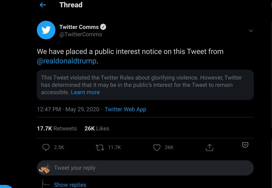 Twitter hides Trump's tweet on Minnesota