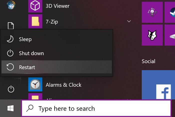 Windows 10 Restart PC