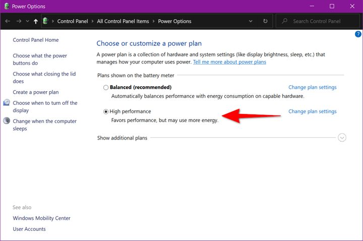 Windows 10 High Performance Power Profile