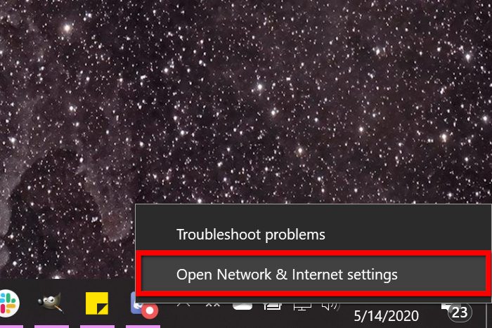 Windows 10 Open Network and Internet Settings