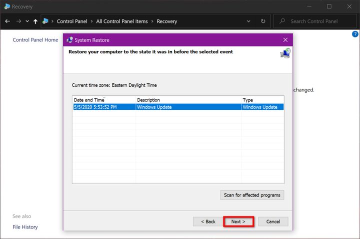 Windows 10 System Restore
