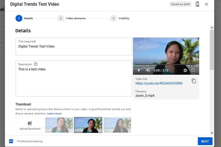 YouTube video upload description