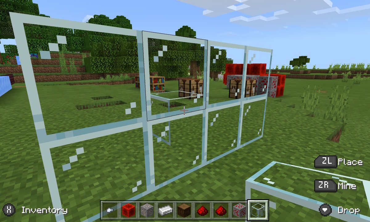 A glass wall in minecraft.