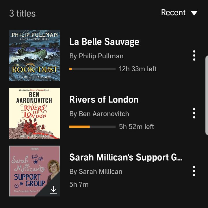 Screenshot of Audible app library