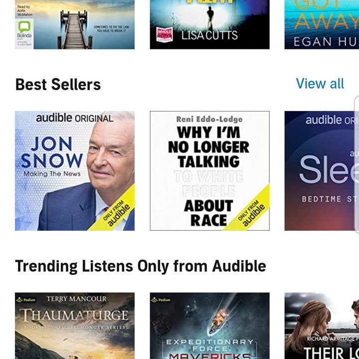 Screenshot of Audible app store