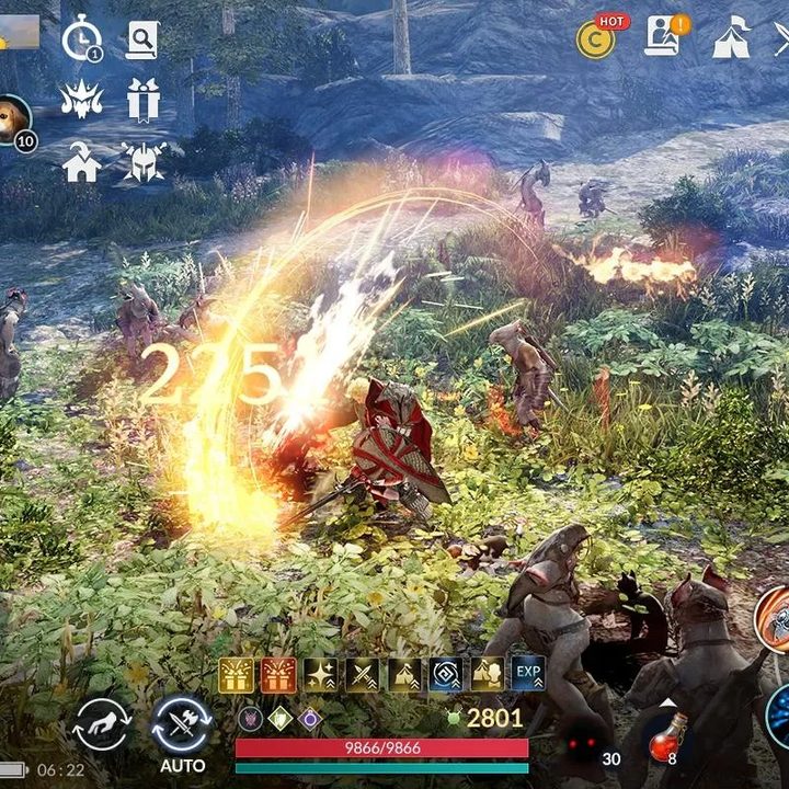 Black Desert warrior in combat with full UI on display.