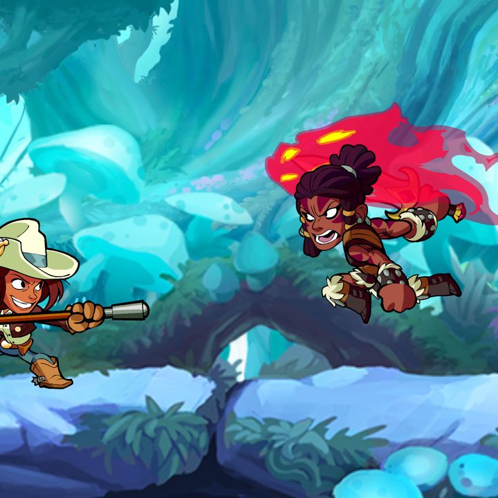 Characters battling in Brawlhalla.