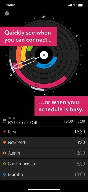 Screenshot of Circa app with text saying quickly see when you can connect... or when your schedule is busy