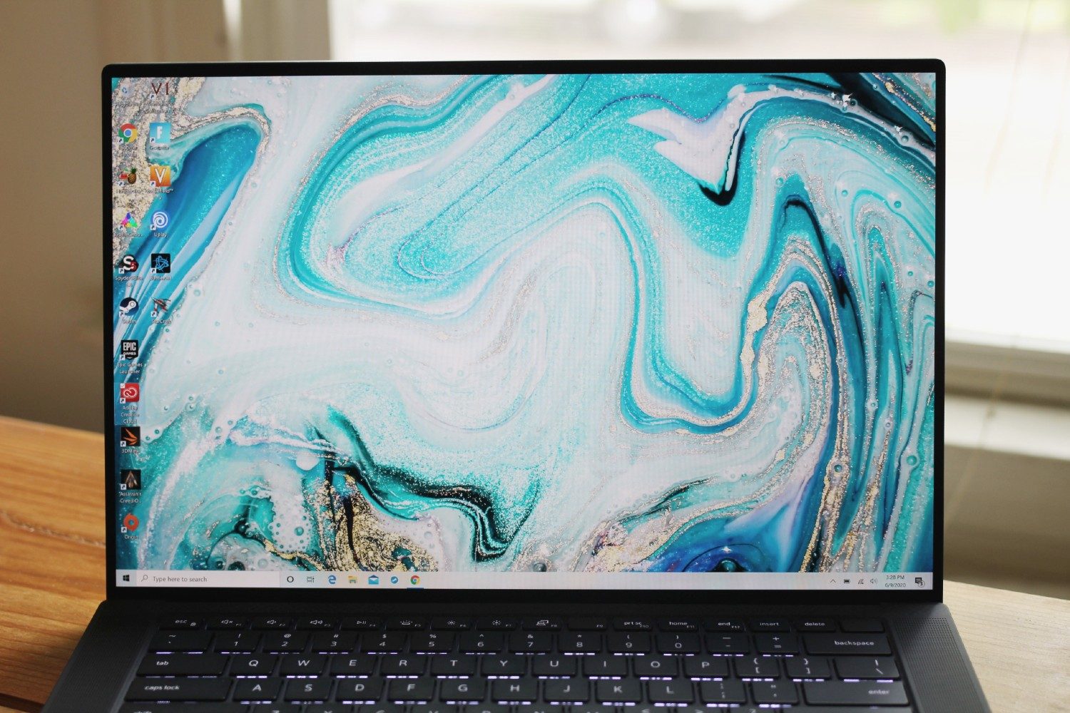 Dell XPS 15 display view.