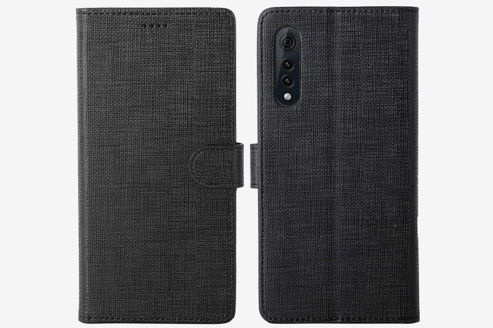 Foluu Canvas Flip Folio Case in black on LG Velvet phone