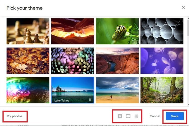Gmail themes Pick your theme screen screenshot