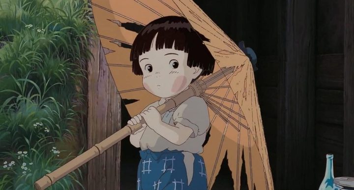 Setsuko carrying an umbrella in Grave of the Fireflies.