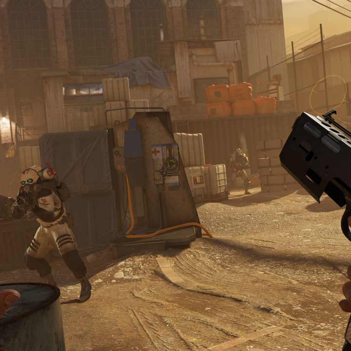 Enemies pointing guns in Half-Life: Alyx.